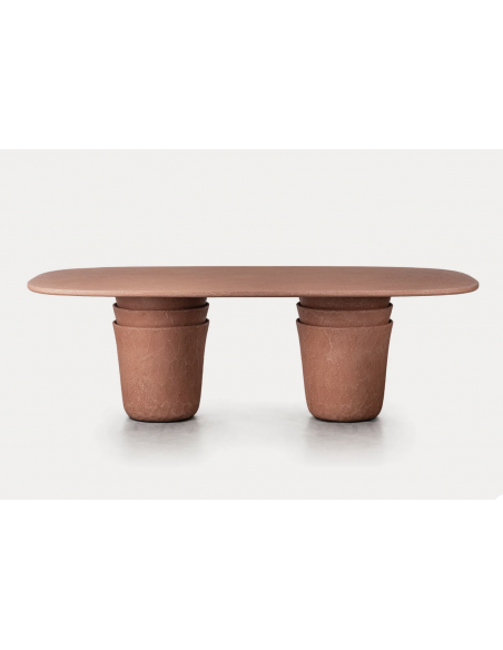 Table extérieur - KASANE - Gervasoni - ovale plateau 240x118 - Terracota