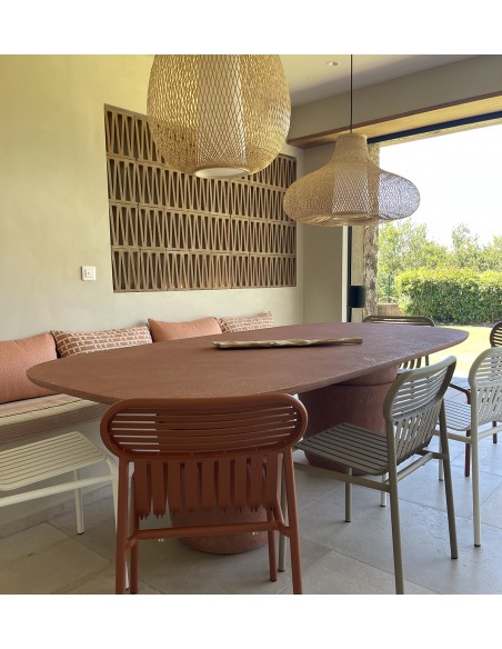 Table extérieur - KASANE - Gervasoni - ovale plateau 240x118 - Terracota