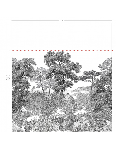 PAPIER PEINT FORÊT DE BRETAGNE GRISAILLE PANORAMIQUE - ISIDORE LE ROY