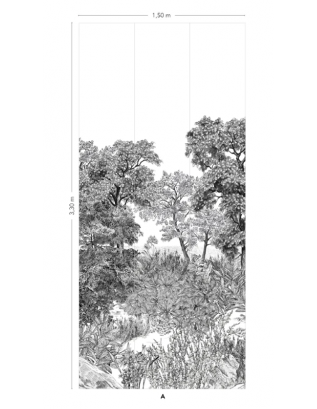 PAPIER PEINT FORÊT DE BRETAGNE GRISAILLE PANORAMIQUE - ISIDORE LE ROY