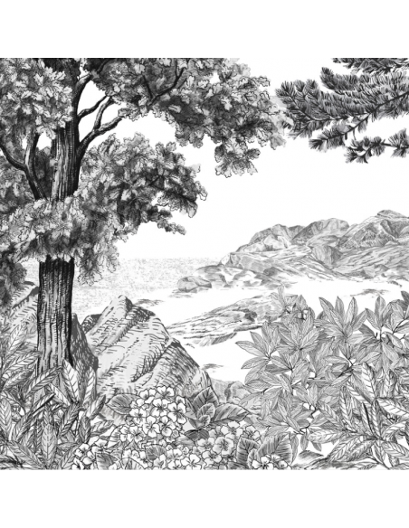 PAPIER PEINT FORÊT DE BRETAGNE GRISAILLE - ISIDORE LE ROY