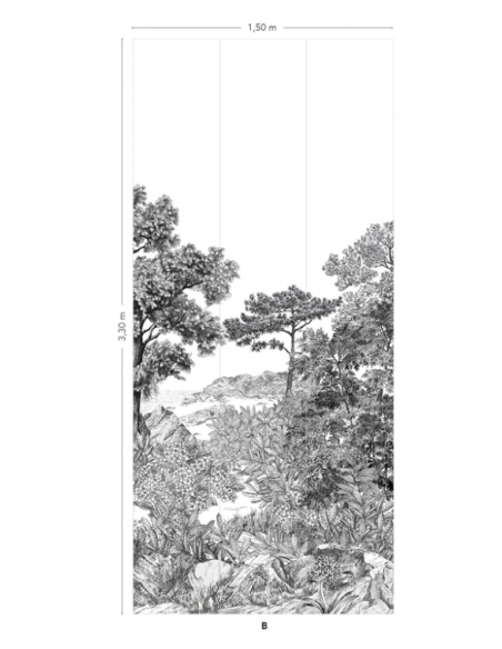 PAPIER PEINT FORÊT DE BRETAGNE GRISAILLE - ISIDORE LE ROY