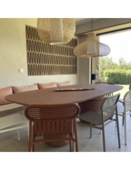 Table extérieur - KASANE - Gervasoni - ovale plateau 240x118 - Terracota