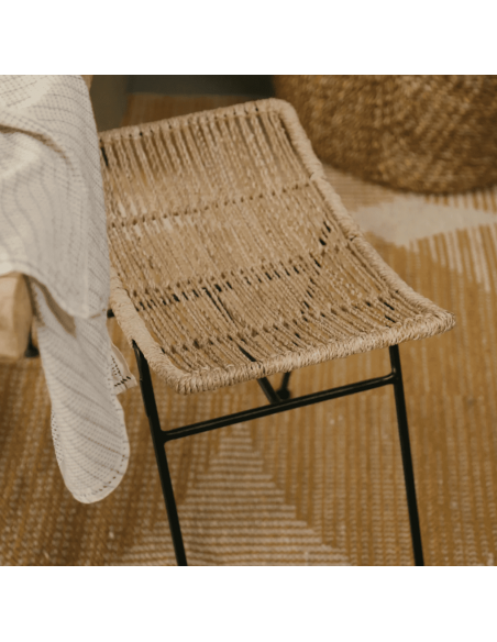 Tabouret végétal MURGI - fer et tressage