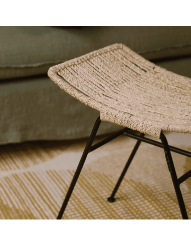 Tabouret végétal MURGI - fer et tressage