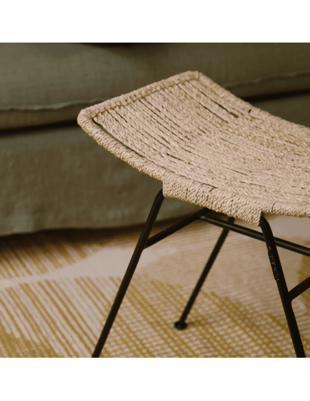 Tabouret végétal MURGI - fer et tressage