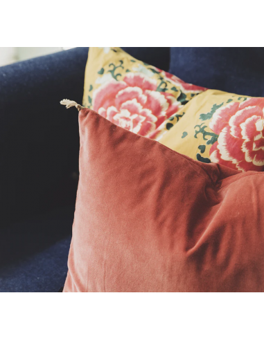 Coussin en velours lavé