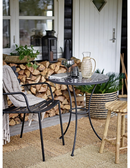 Monsi Chaise de salle à manger, Noire, Métal galvanisé