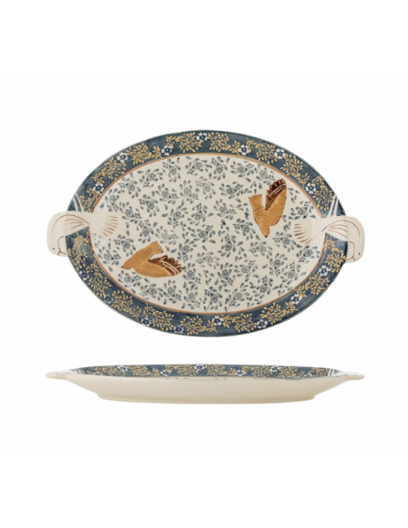 Hezha Plateau de service, Bleu, Grès