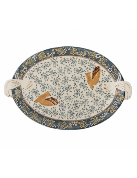 Hezha Plateau de service, Bleu, Grès