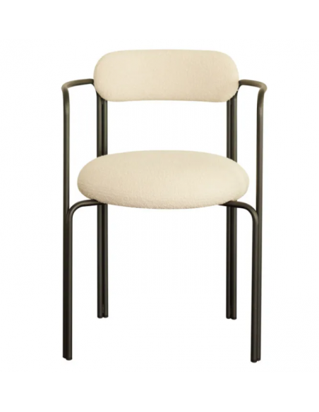 Fauteuil colombe, assise en bouclette | Crème