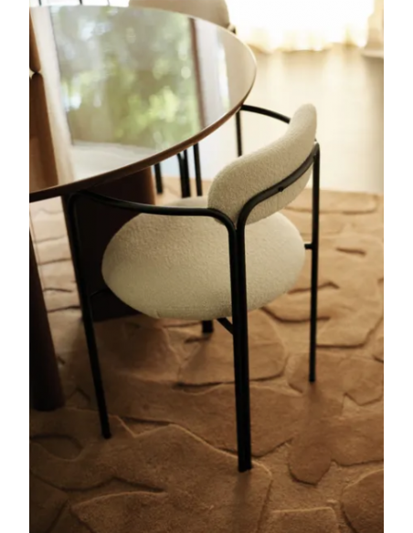 Fauteuil colombe, assise en bouclette | Crème