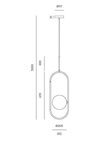 Suspension Abbacus doré - Ø20cm, H 83,5cm