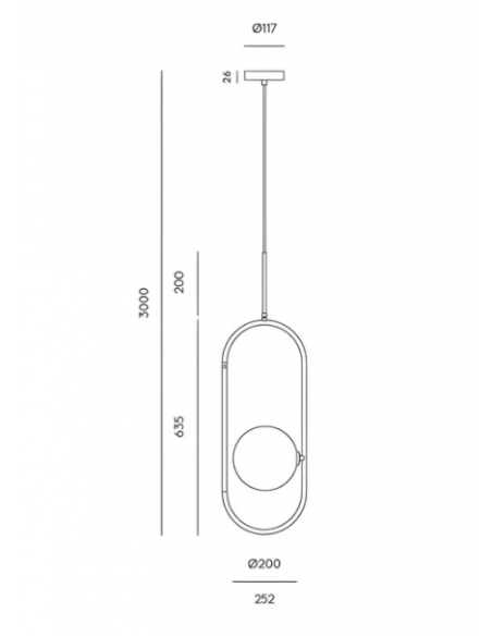 Suspension Abbacus doré - Ø20cm, H 83,5cm