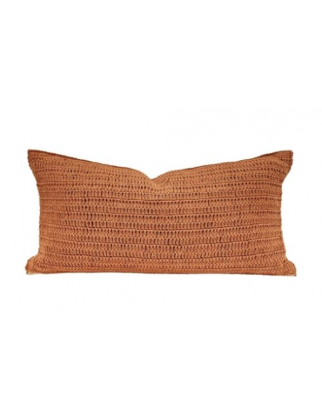 Coussin Tierra en coton crocheté main 30x60 cm - sienna