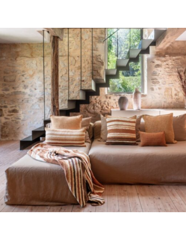 Coussin Tribu en coton crocheté main 50x50 cm