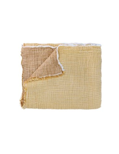 Plaid bicolore en triple gaze de coton -...