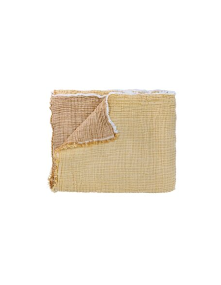 Plaid bicolore en triple gaze de coton - 130x170 cm