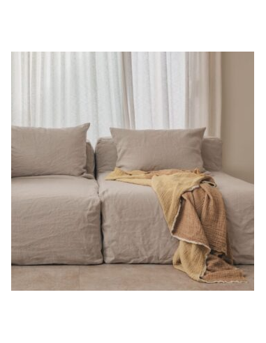 Plaid bicolore en triple gaze de coton -...