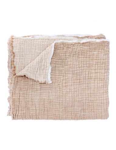 Plaid bicolore en triple gaze de coton -...