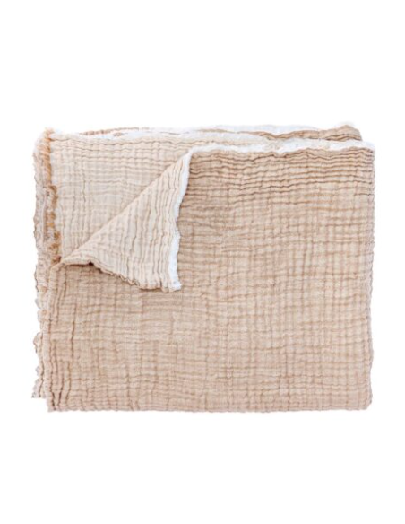 Plaid bicolore en triple gaze de coton - 130x170 cm