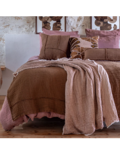 Plaid bicolore en triple gaze de coton - 130x170 cm