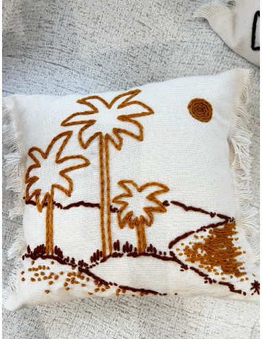 COUSSIN PALMIER JAUNE - 42x47 - MAISON BONJOUR