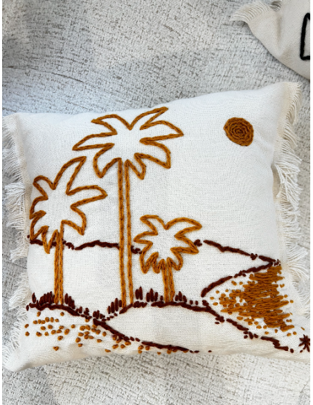COUSSIN PALMIER JAUNE - 42x47 - MAISON BONJOUR