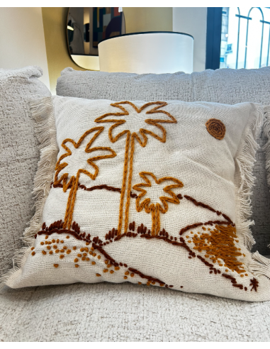 COUSSIN PALMIER JAUNE - 42x47 - MAISON BONJOUR