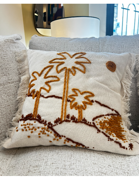 COUSSIN PALMIER JAUNE - 42x47 - MAISON BONJOUR