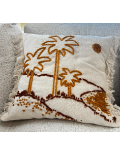 COUSSIN PALMIER JAUNE - 42x47 - MAISON BONJOUR
