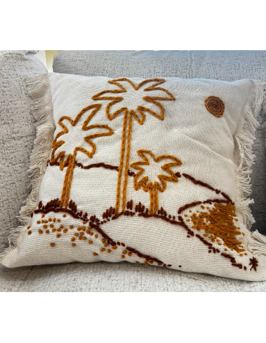 COUSSIN PALMIER JAUNE - 42x47 - MAISON BONJOUR