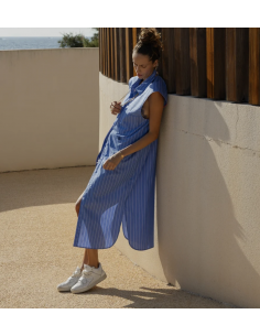 Robe Djelaba Capri Longue Bleu
